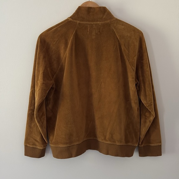 Madewell MWL Velour Half-Zip Sweatshirt Long Sleeves Relaxed Cedar Brown Size M - Picture 8 of 11